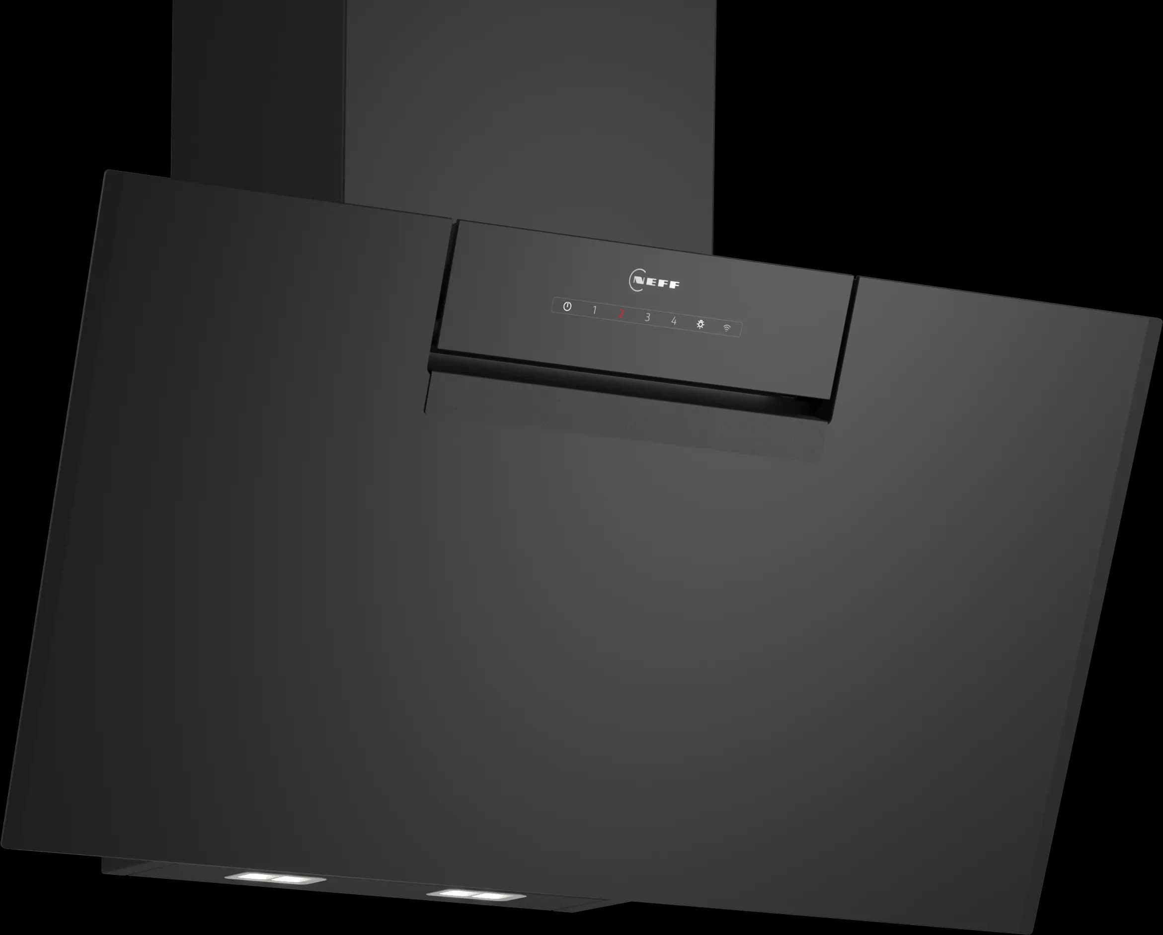 N 50 Wall-mounted cooker hood 80 cm clear glass black printed, Black