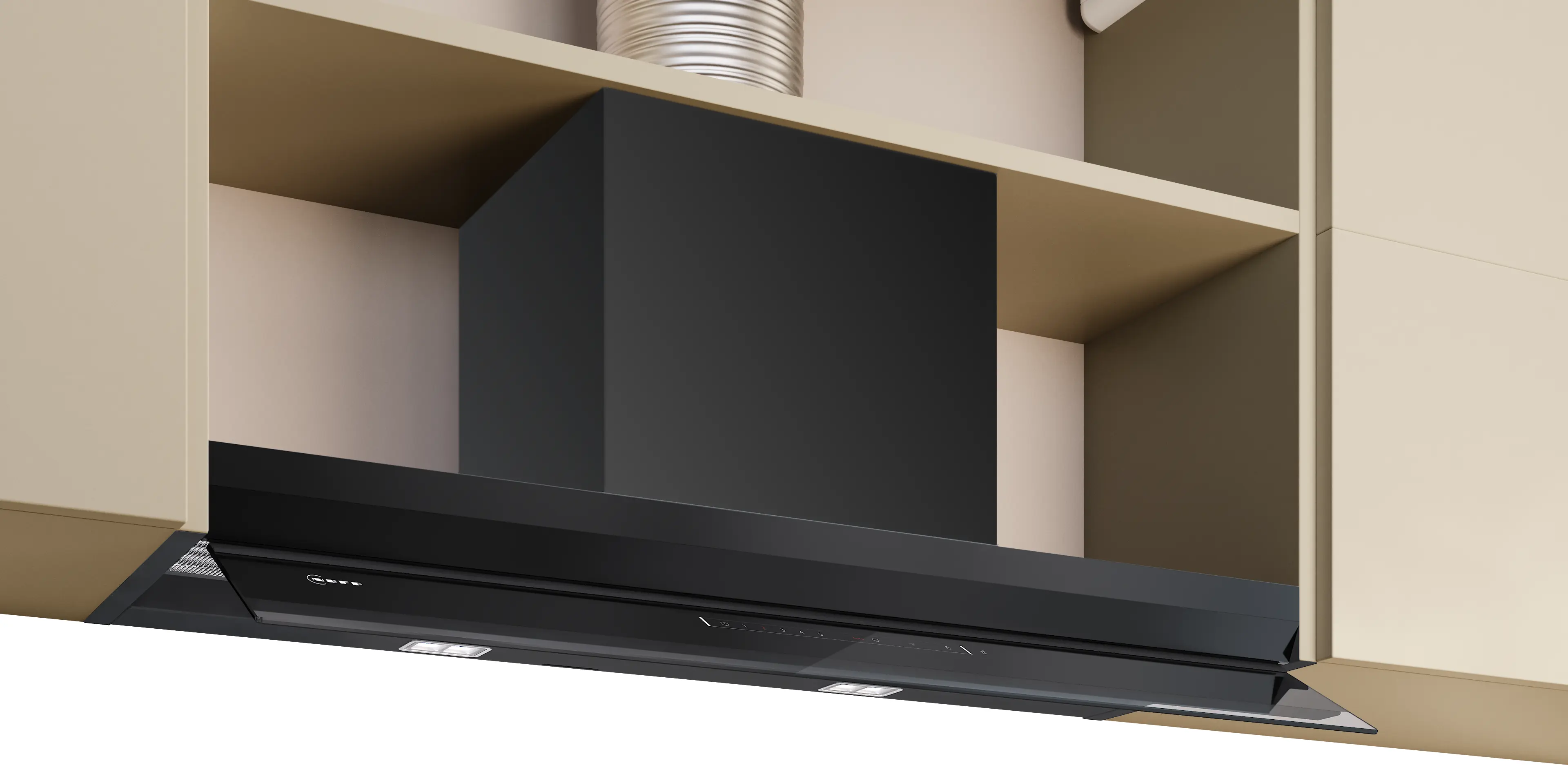 N 90 Integrated Design Hood 90 cm clear glass black printed, Matt black