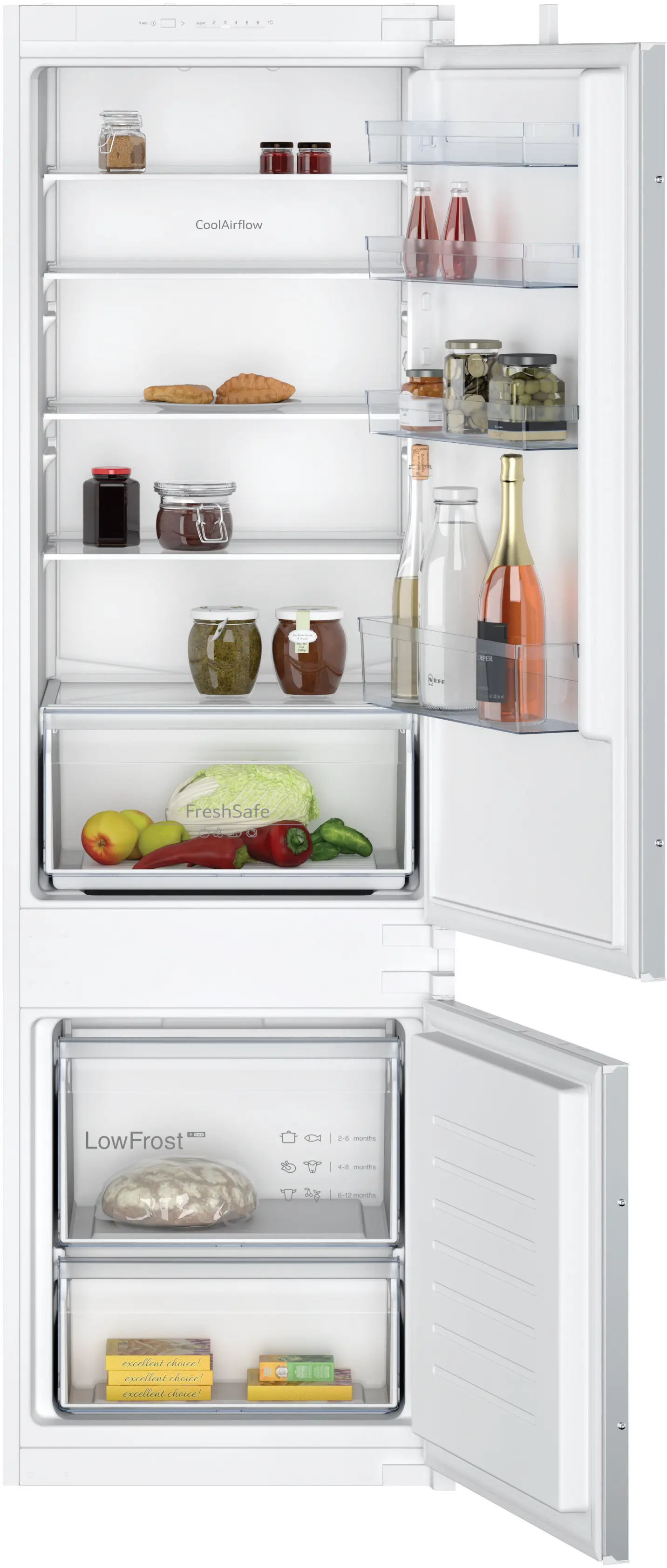 N 30 Built-in fridge-freezer with freezer at bottom 177.2 x 54.1 cm sliding hinge