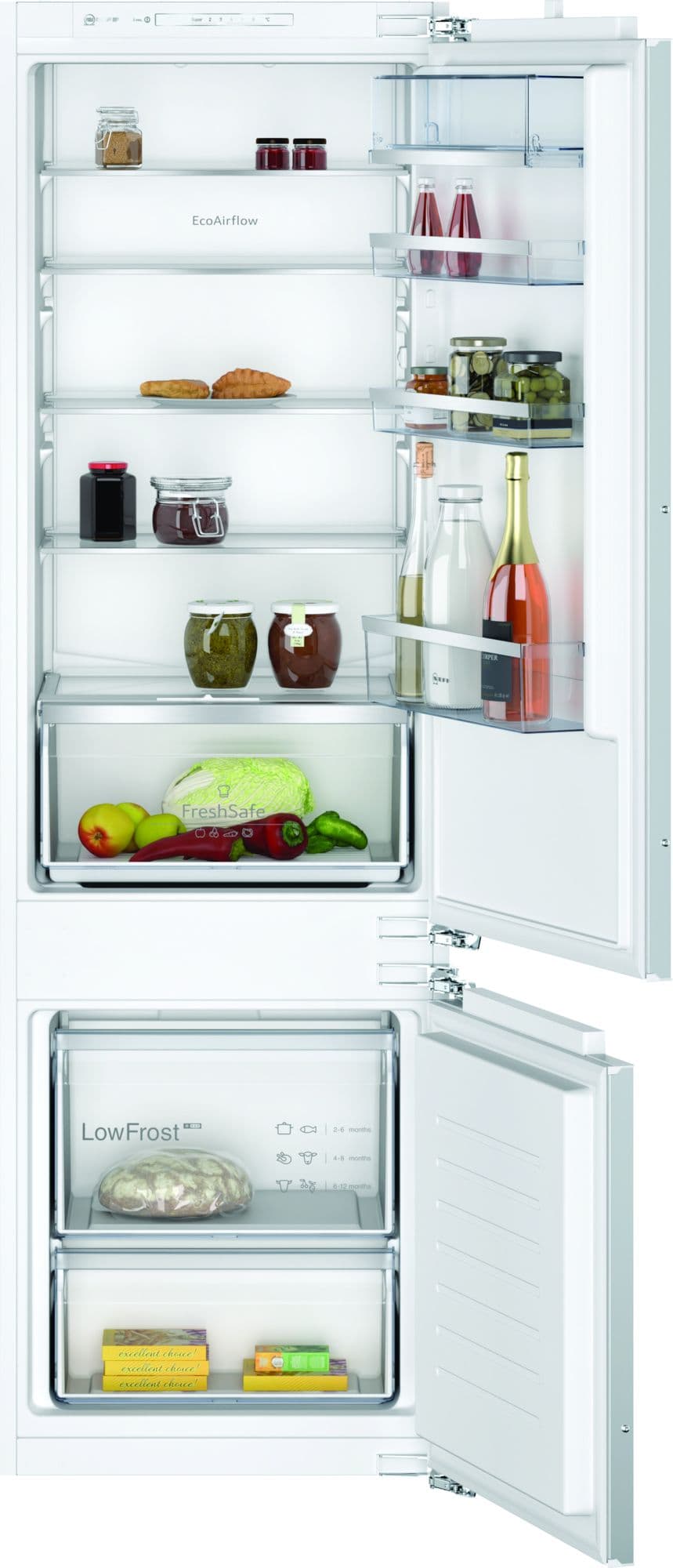 Neff Built-in fridge-freezer with freezer at bottom - 7030 - Fixed Hinge - Low Frost - Integrated