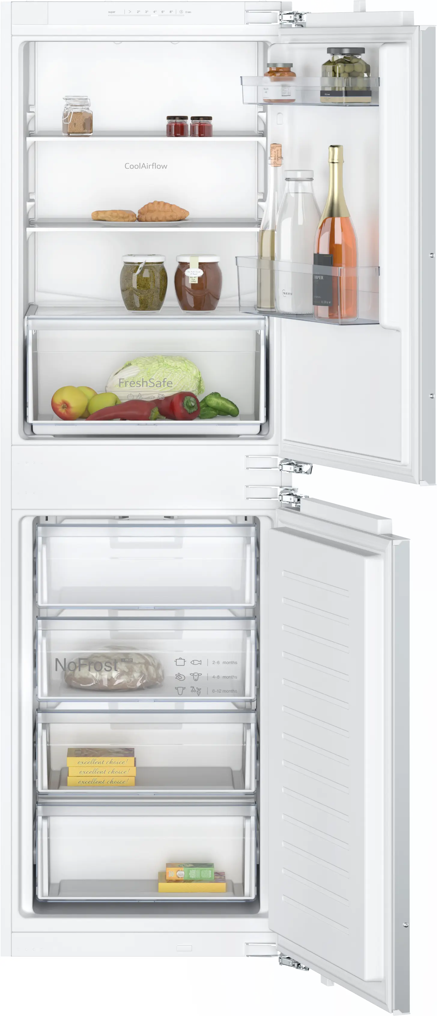 N 30 Built-in fridge-freezer with freezer at bottom 177.2 x 54.1 cm flat hinge