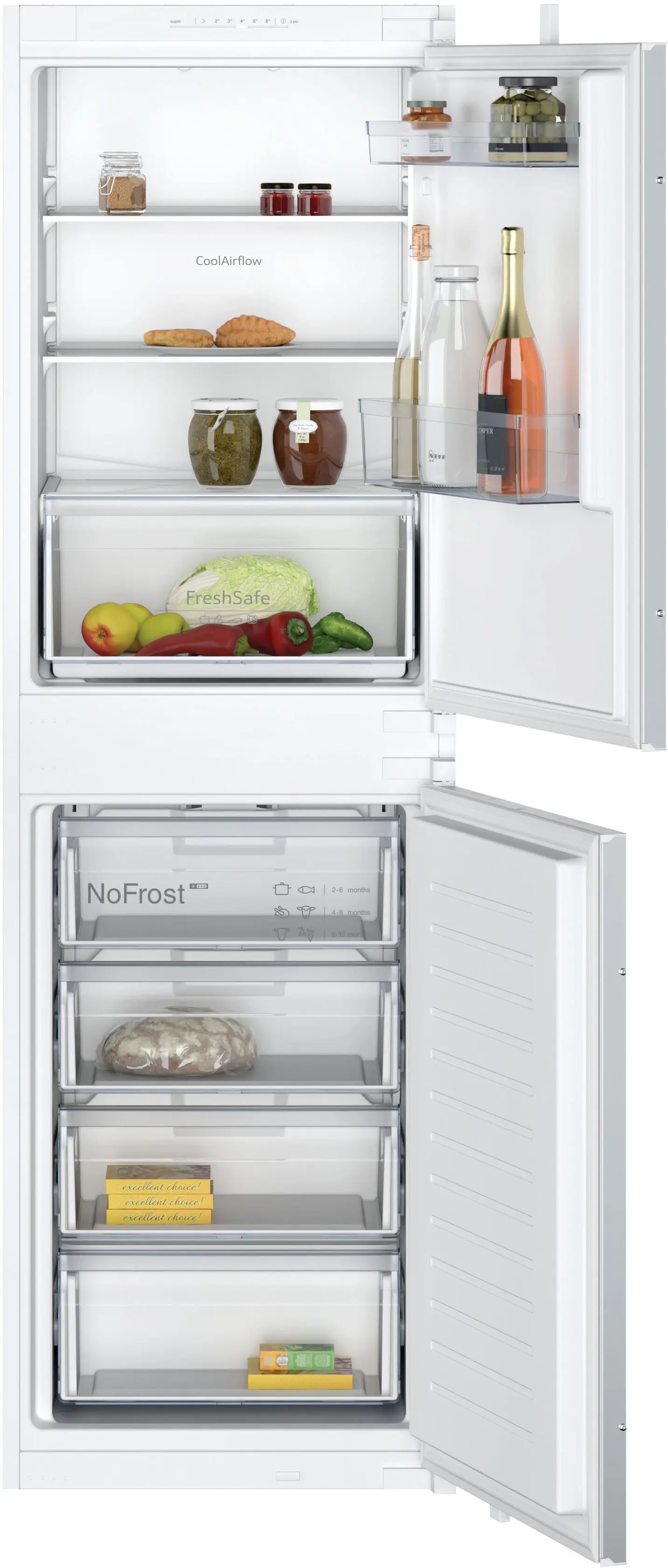 N 30 Built-in fridge-freezer with freezer at bottom 177.2 x 54.1 cm sliding hinge