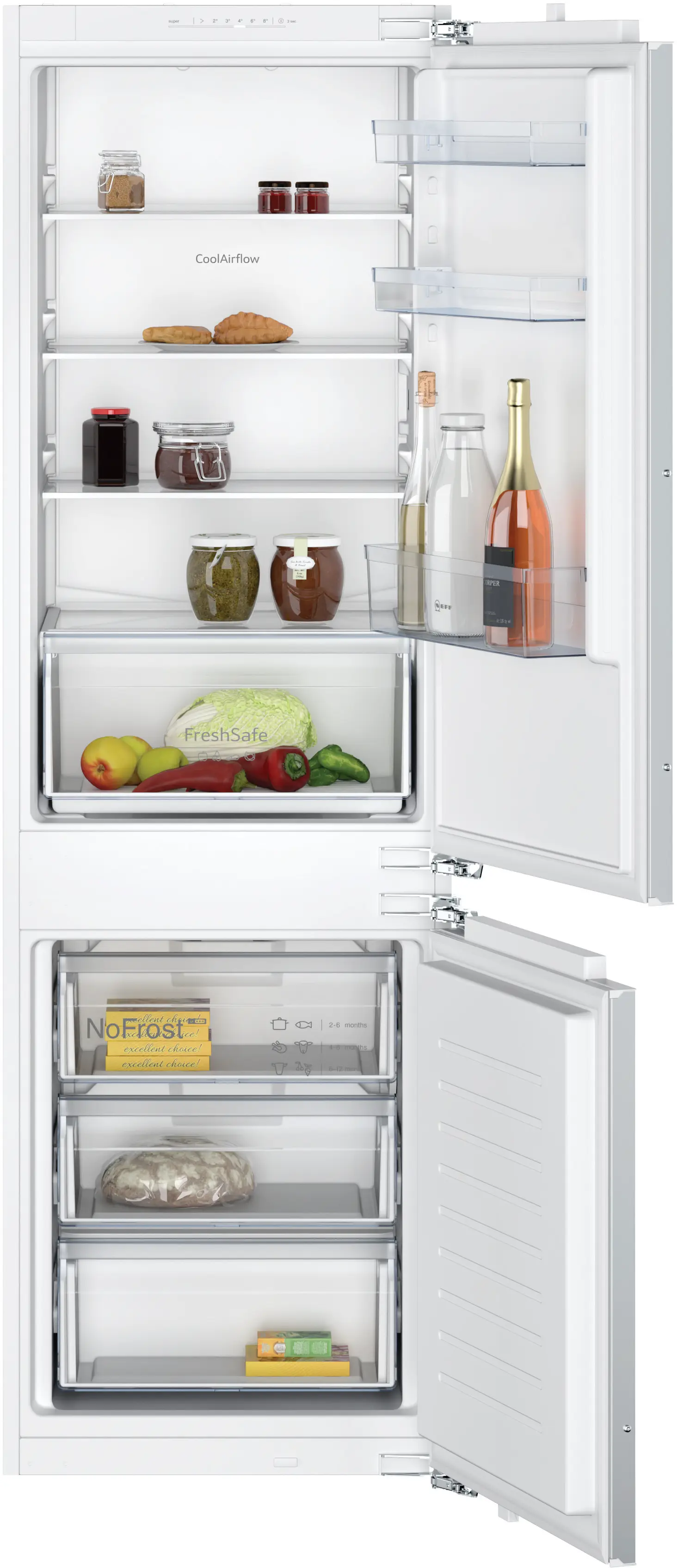 N 30 Built-in fridge-freezer with freezer at bottom 177.2 x 54.1 cm flat hinge