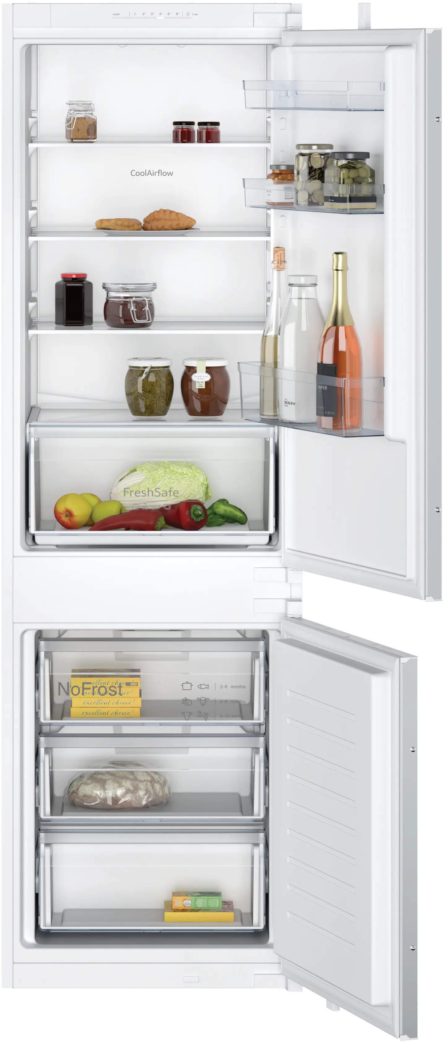 N 30 Built-in fridge-freezer with freezer at bottom 177.2 x 54.1 cm sliding hinge