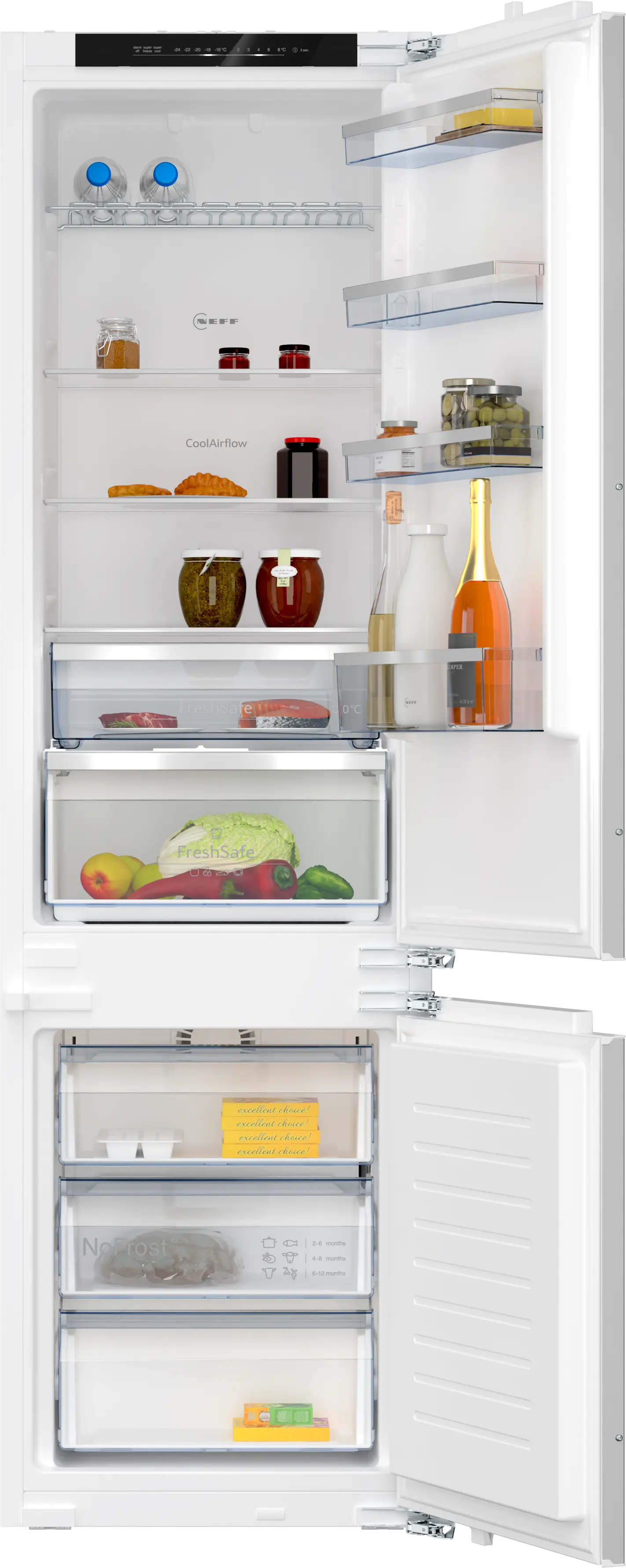 N 50 Built-in fridge-freezer with freezer at bottom 193.5 x 55.8 cm flat hinge