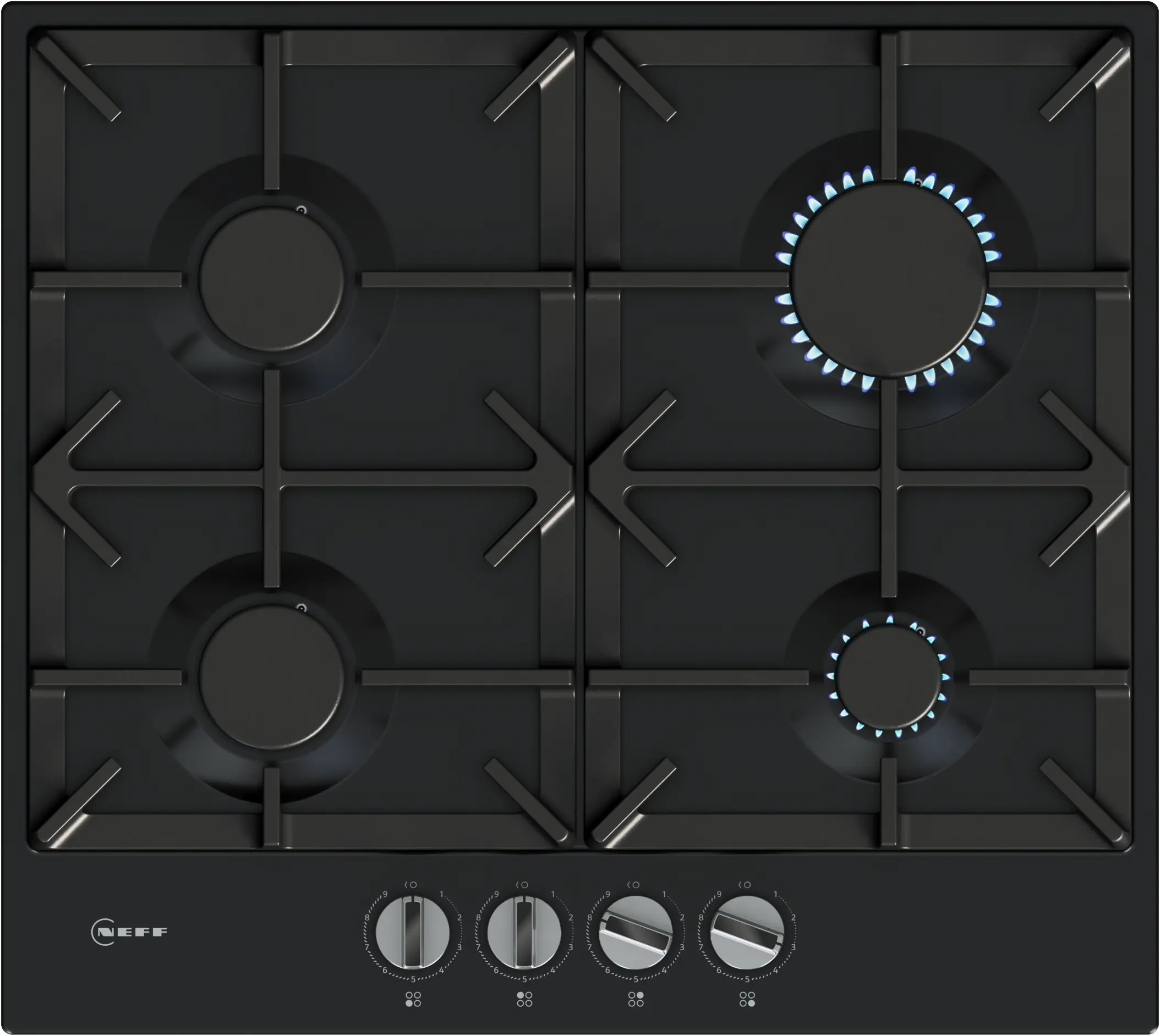 N 70 Gas hob 60 cm Enamel, Black