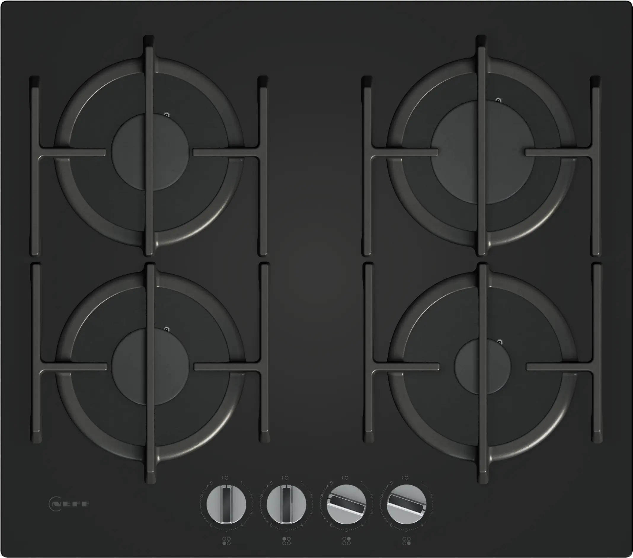 N 70 Gas hob 60 cm Tempered glass, Black