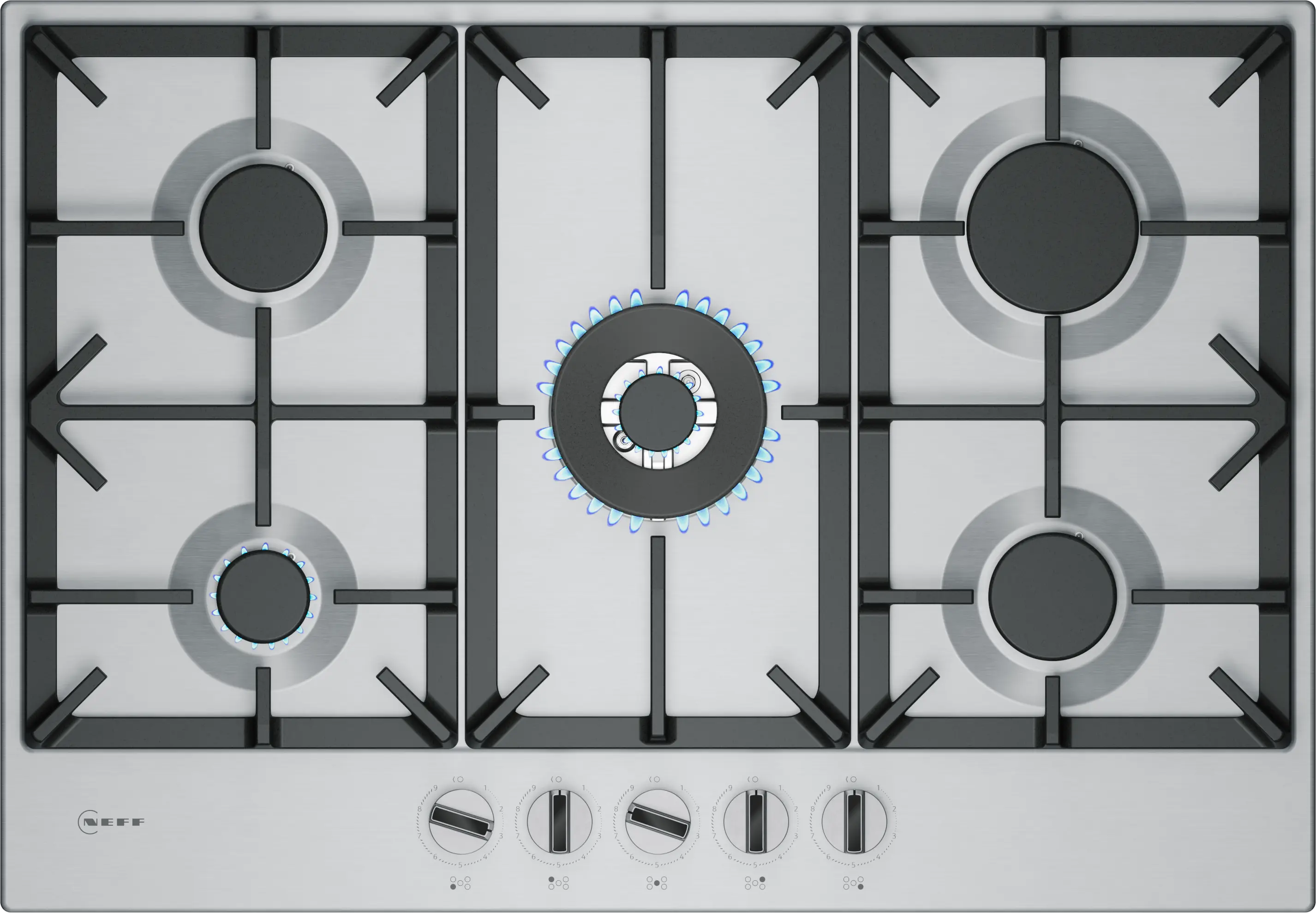 N 70 Gas hob 75 cm Stainless steel