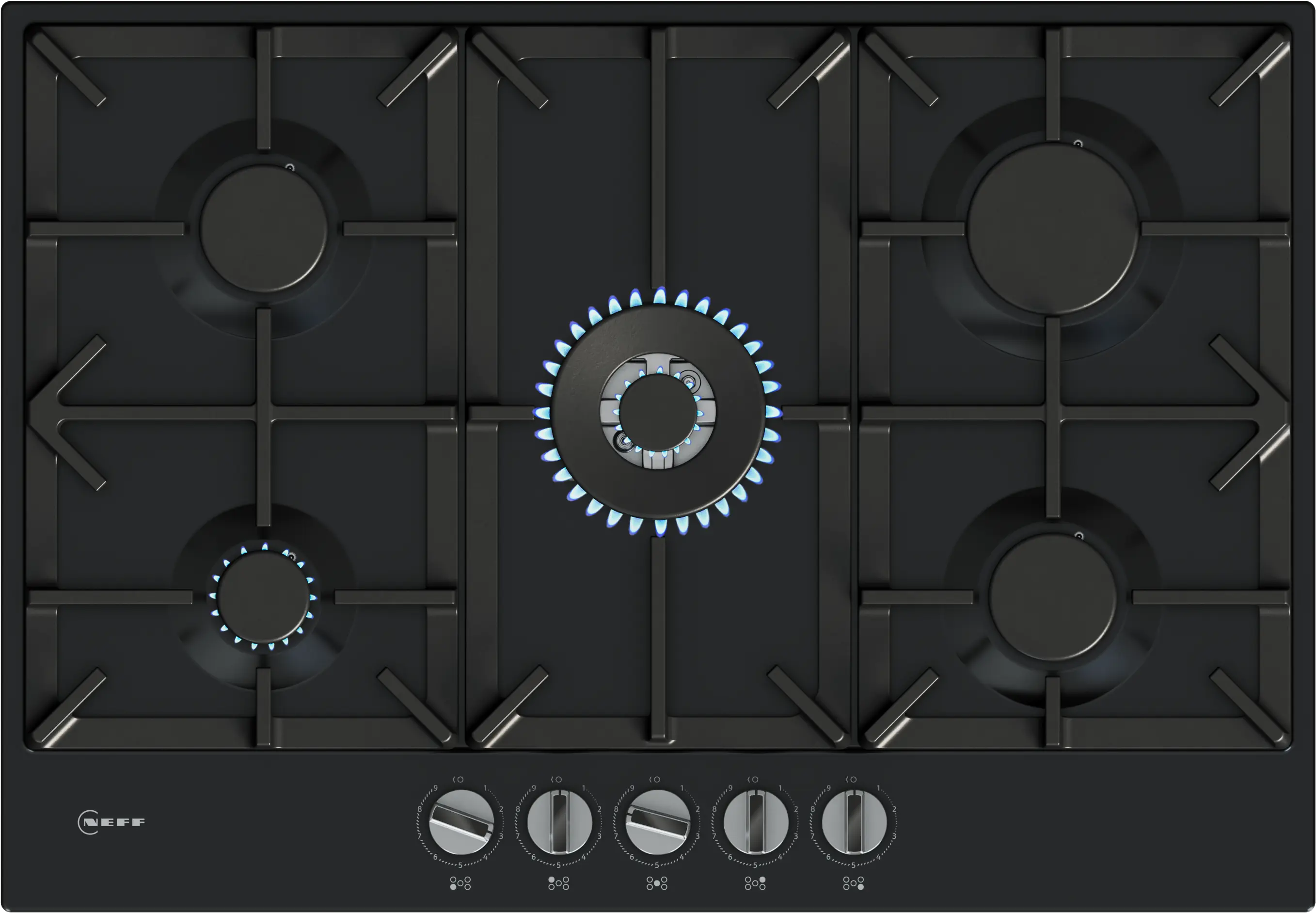 N 70 Gas hob 75 cm Enamel, Black