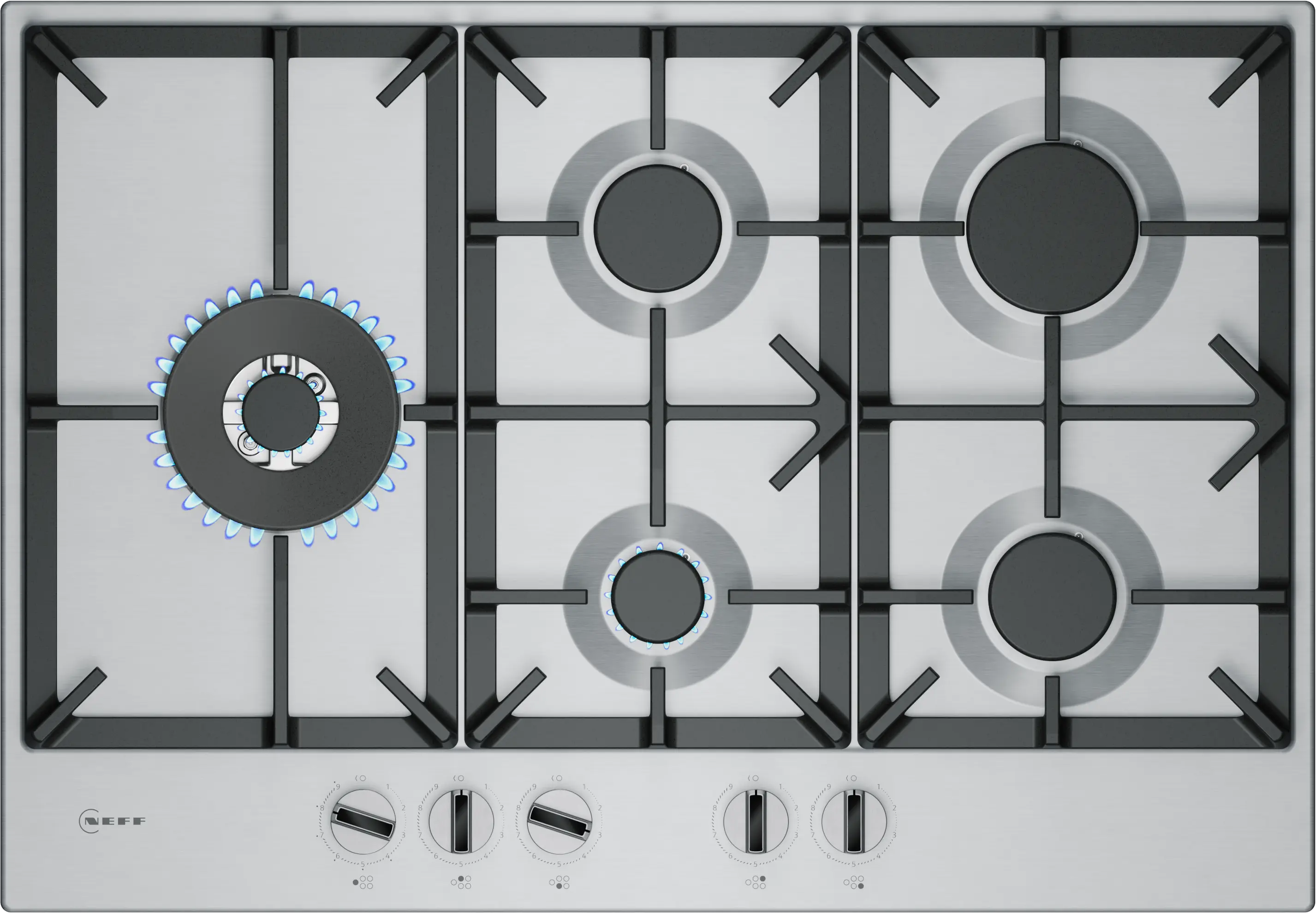 N 70 Gas hob 75 cm Stainless steel