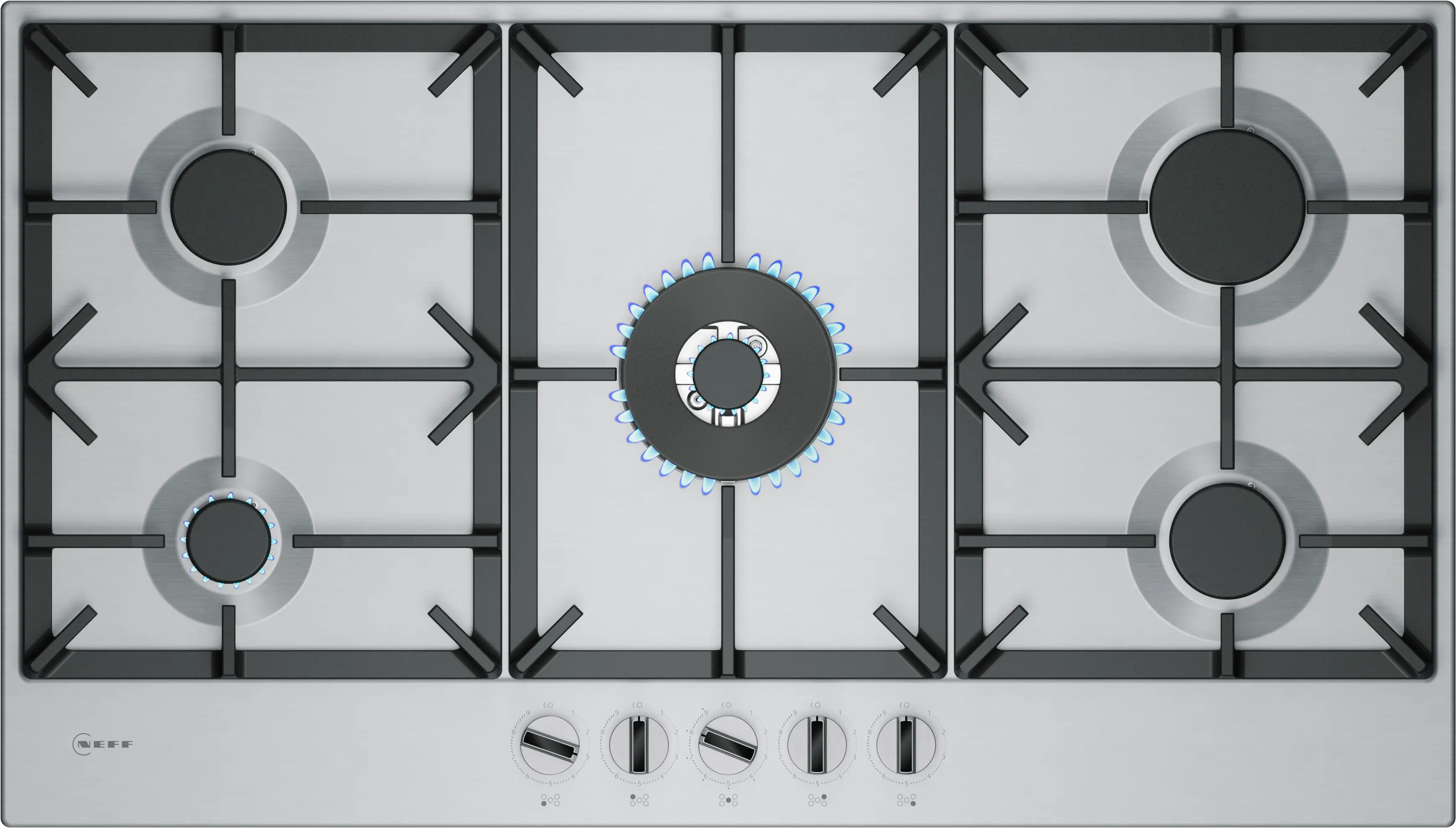 N 70 Gas hob 90 cm Stainless steel
