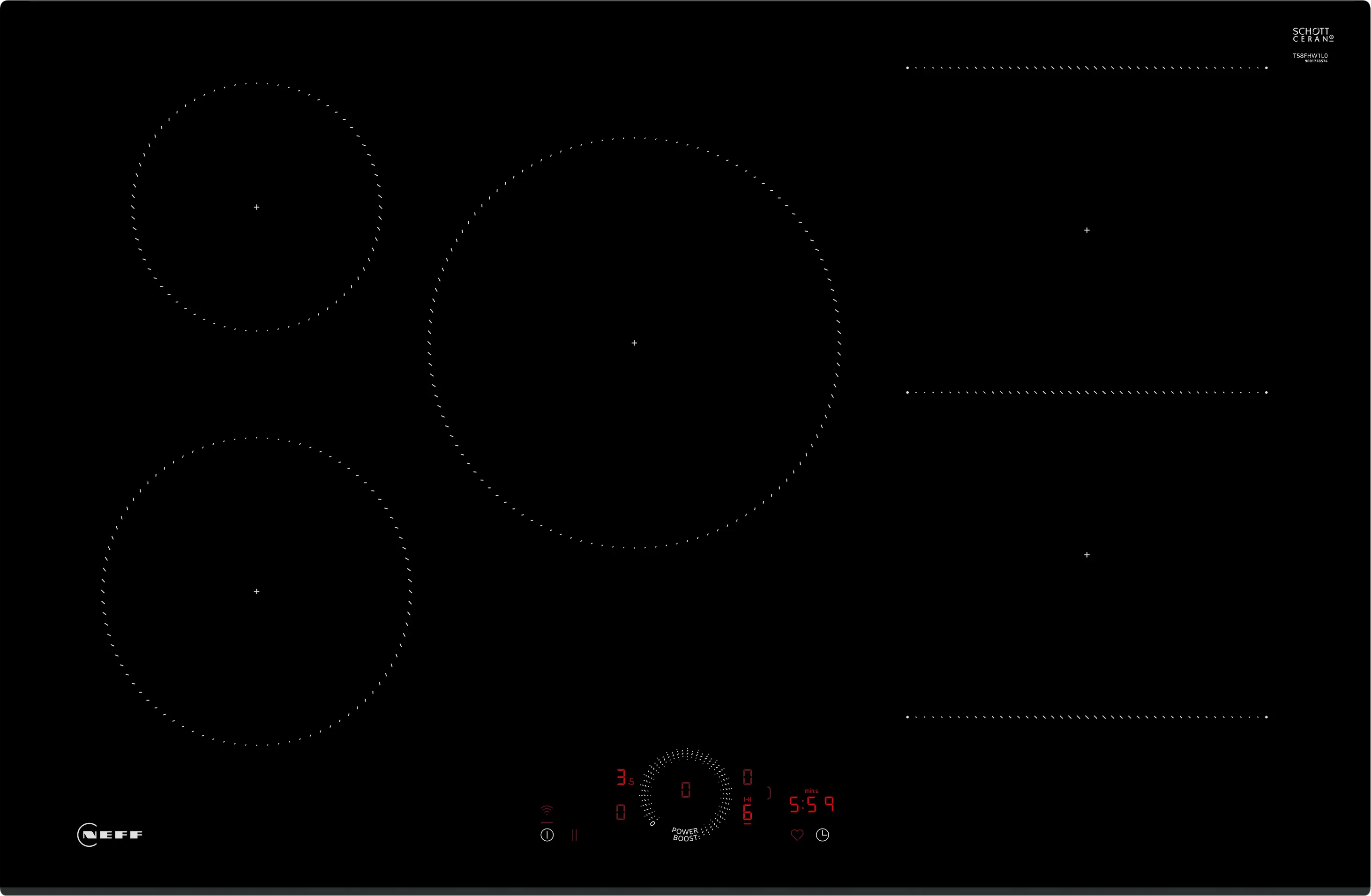 N 70 Induction hob 80 cm surface mount without frame