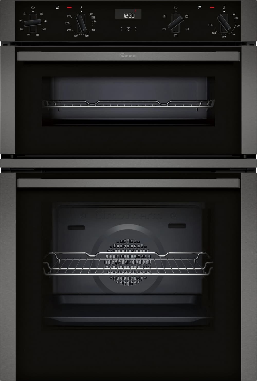 Neff Built In Double Oven - - 5 Functions - 1 Clip Rail - LCD Display - Graphite