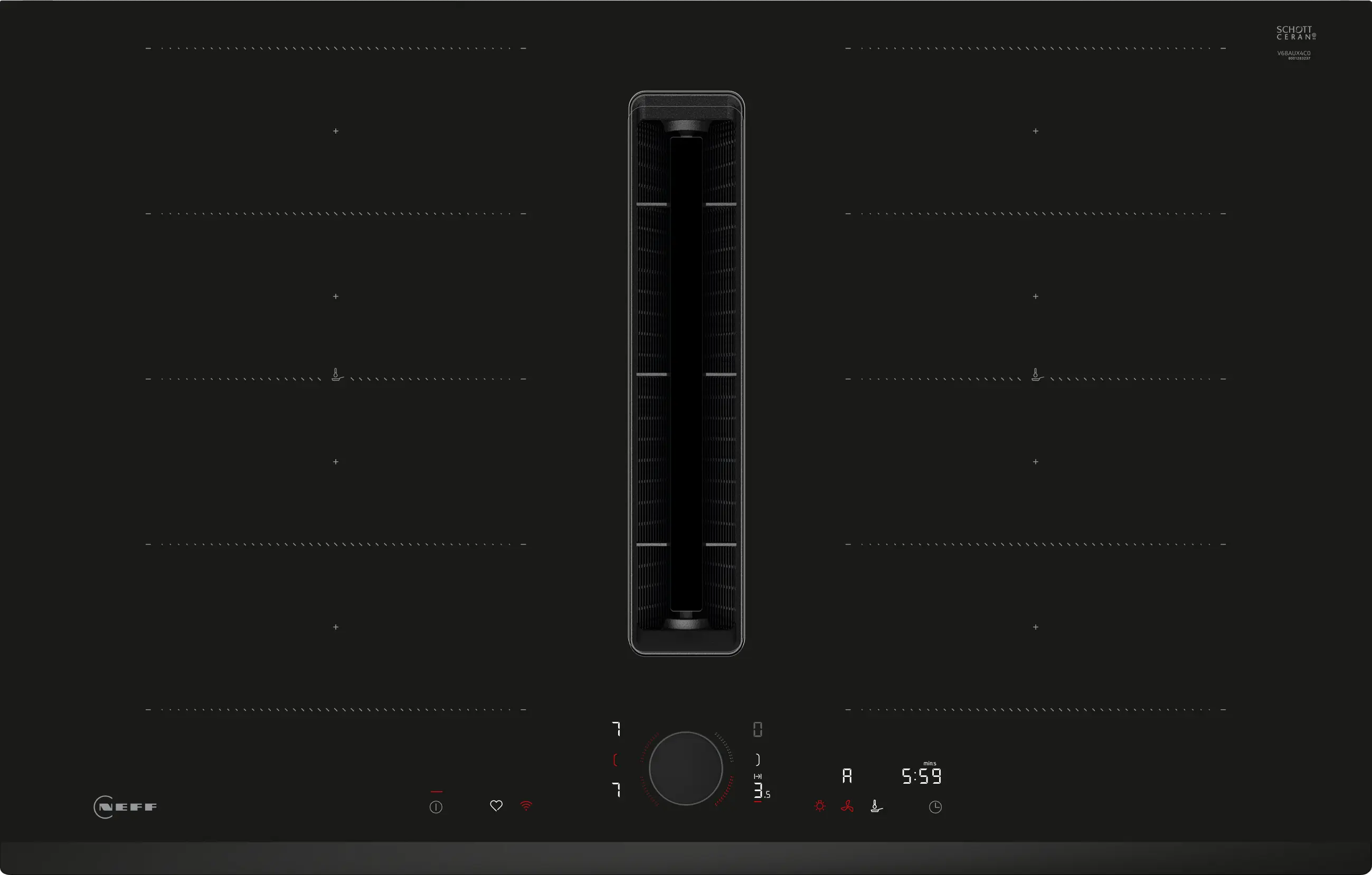 N 90 Induction hob with integrated ventilation system 80 cm surface mount without frame