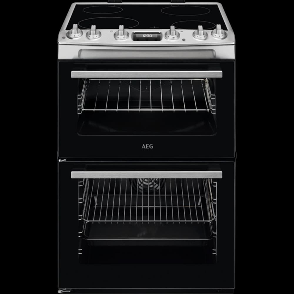 60cm Double Oven Electric Cooker with Ceramic Hob - Stainless Steel