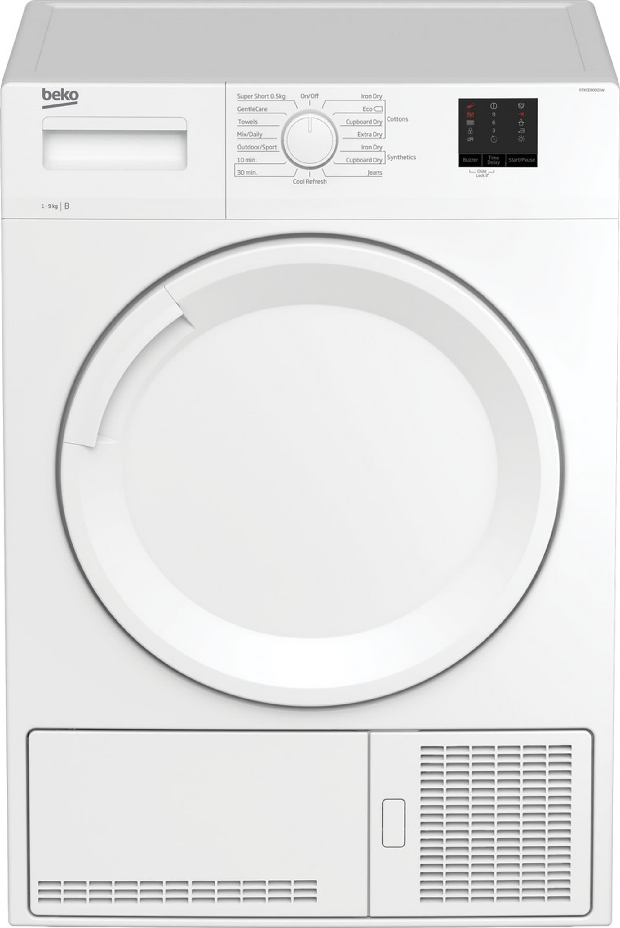 9kg Condenser Tumble Dryer with Sensor Programmes - White