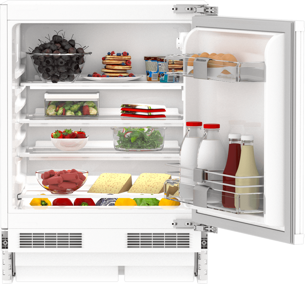 Integrated Undercounter Larder Fridge - White - 59.5cm - E Rated - Fixed Hinge