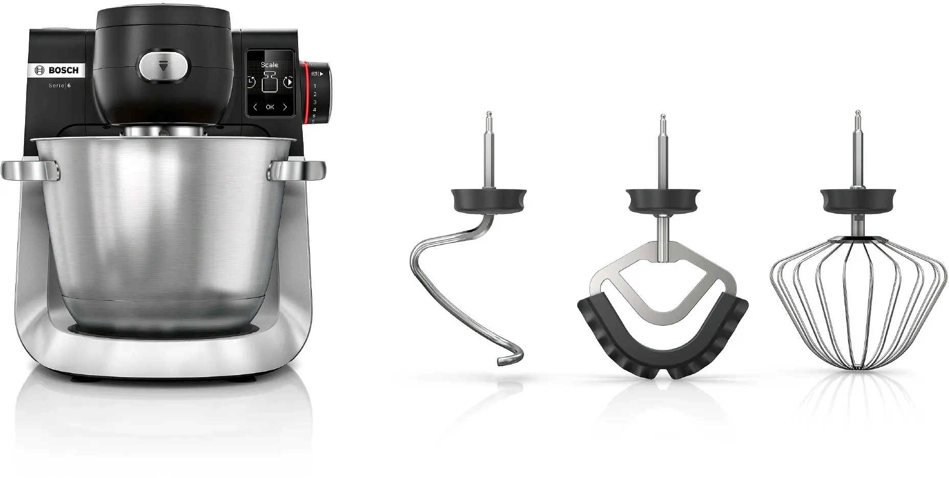 Series 6 Stand mixer with scale 1600 W Black, Brushed stainless steel
