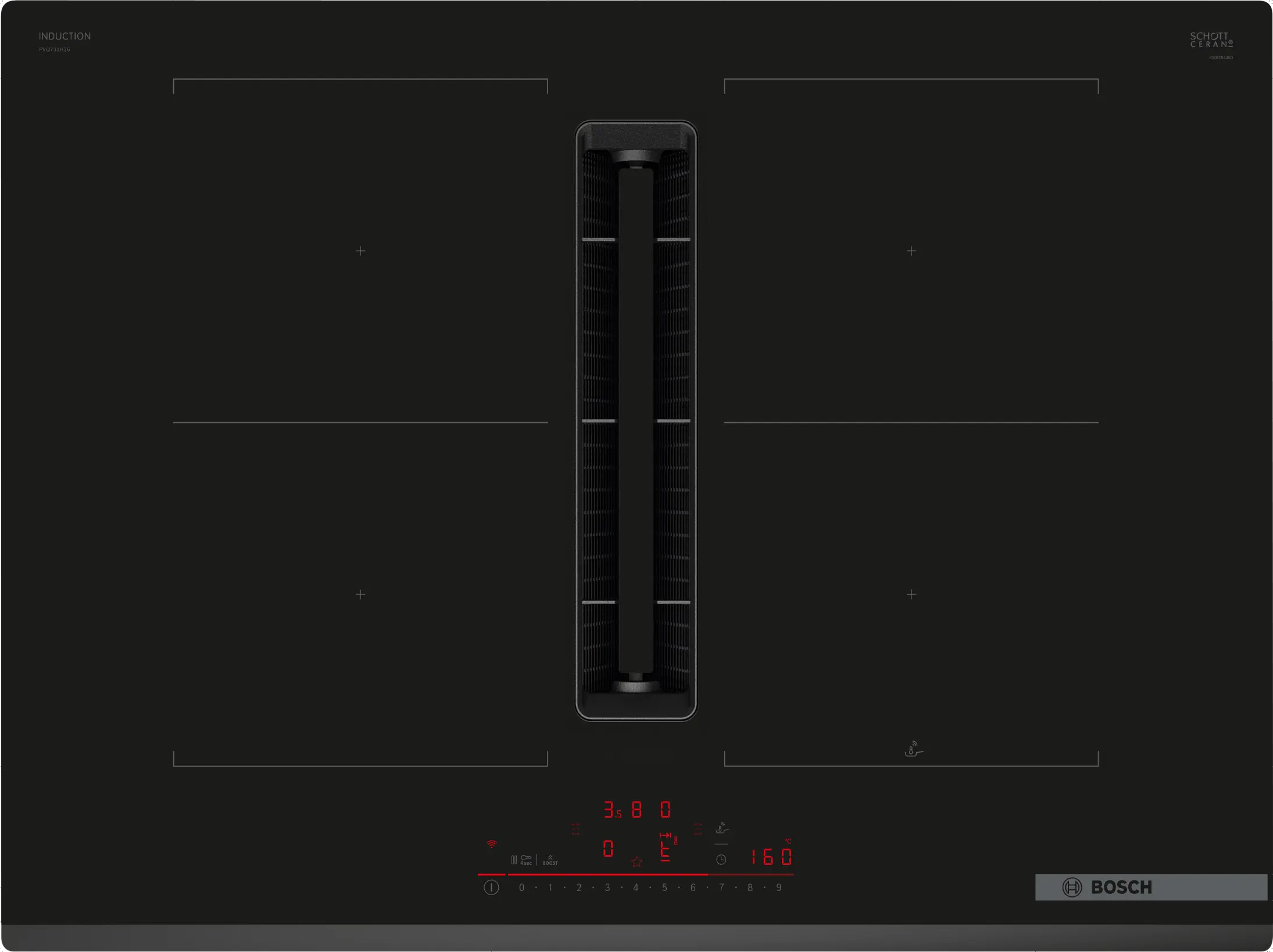 Series 6 Induction hob with integrated ventilation system 70 cm surface mount without frame