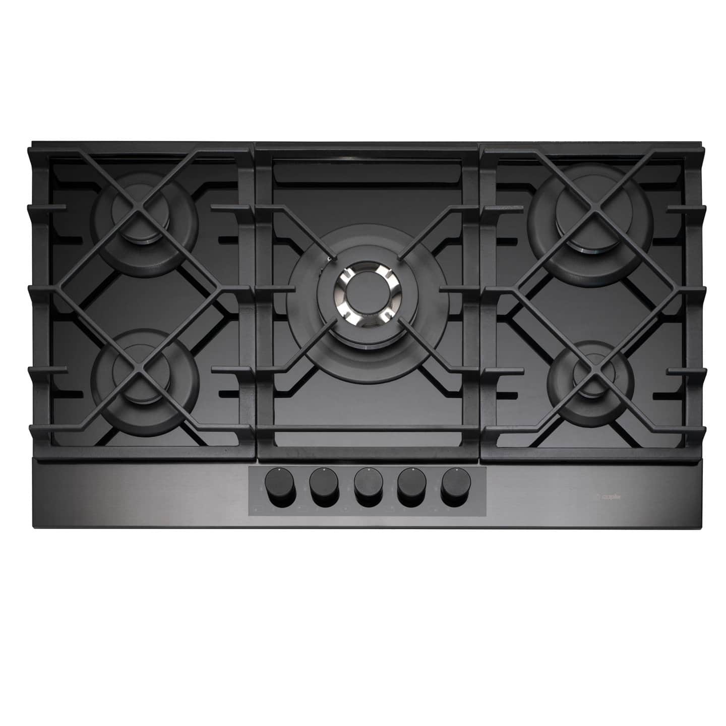 88cm Gas On Glass Hob 5 Burner Gunmetal