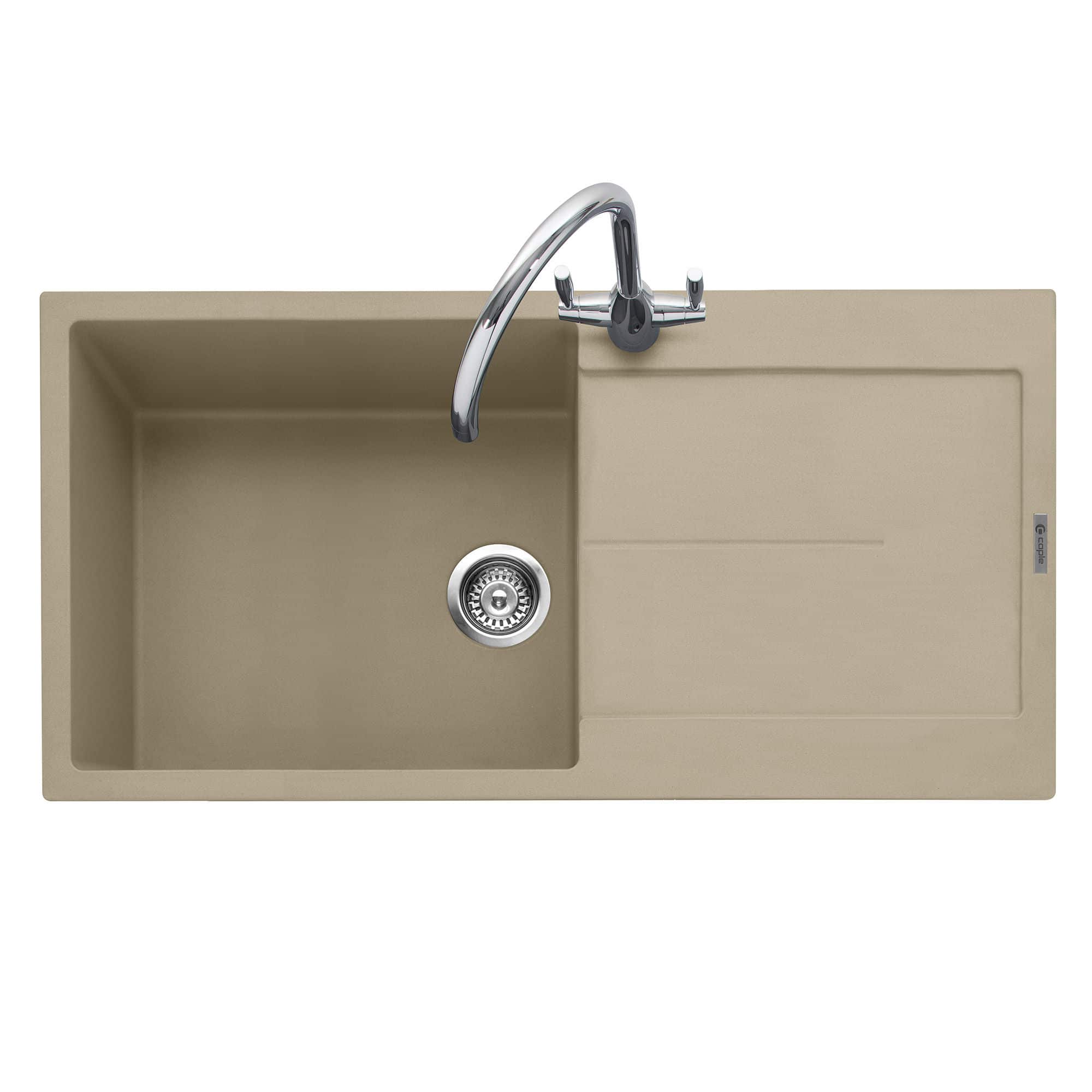 Canis 100 Inset Granite Sink with Drainer Desert Sand