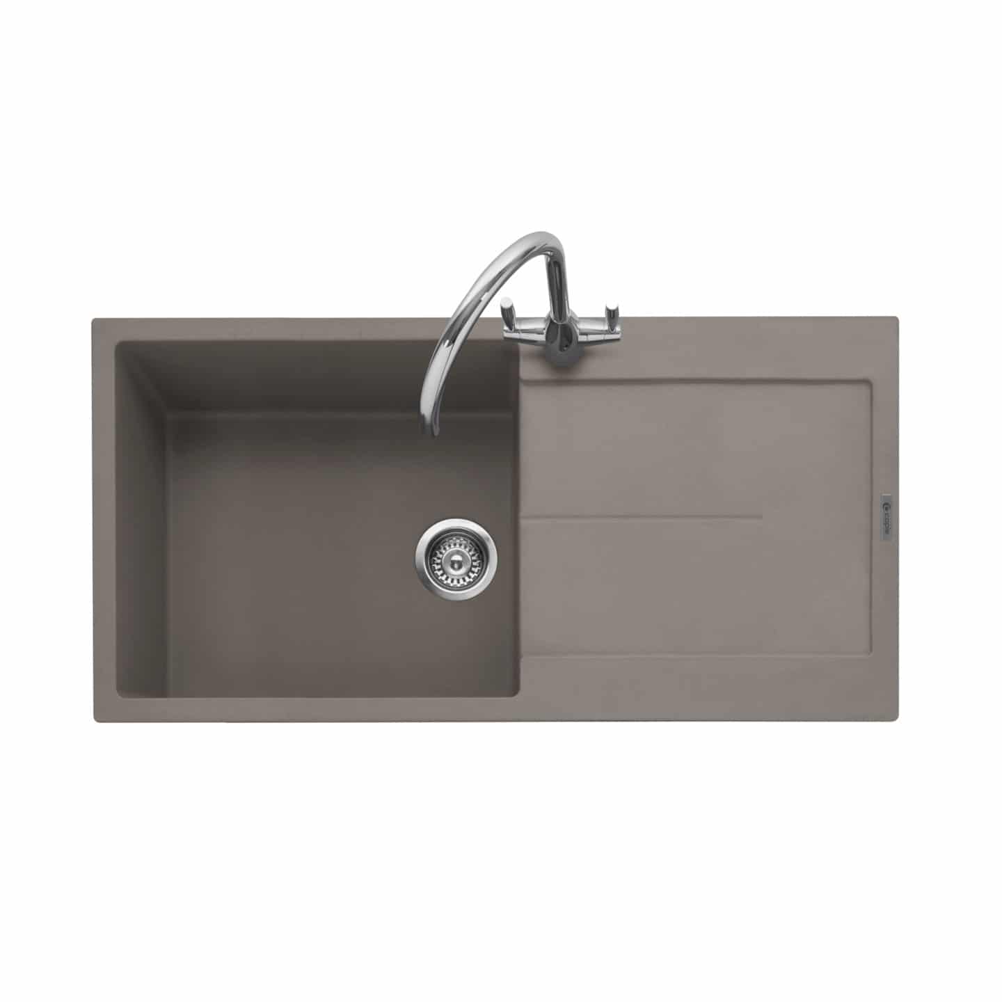 Canis 100 Inset Granite Sink with Drainer Mink