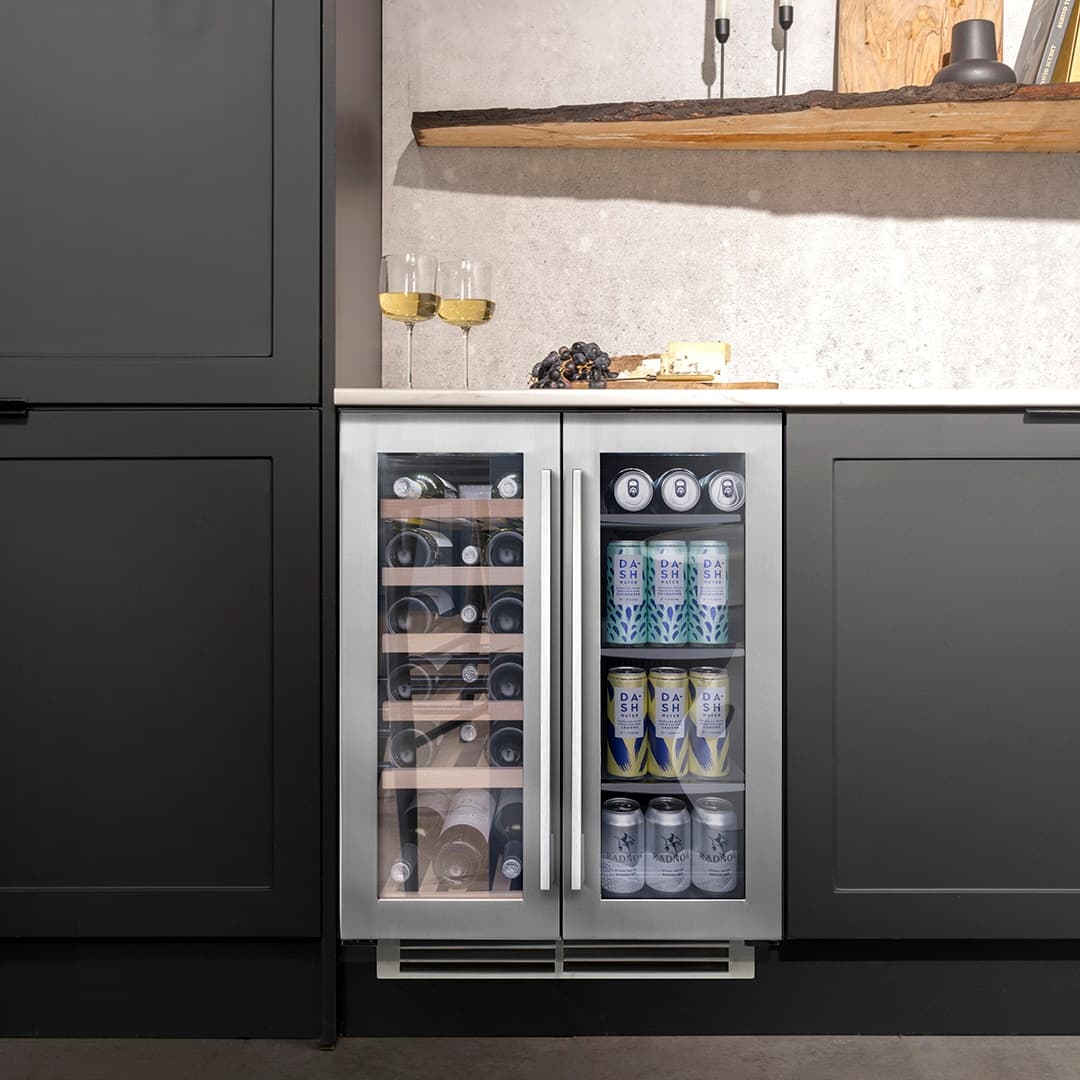 Undercounter Dual Zone Side by Side Wine Cooler Stainless Steel