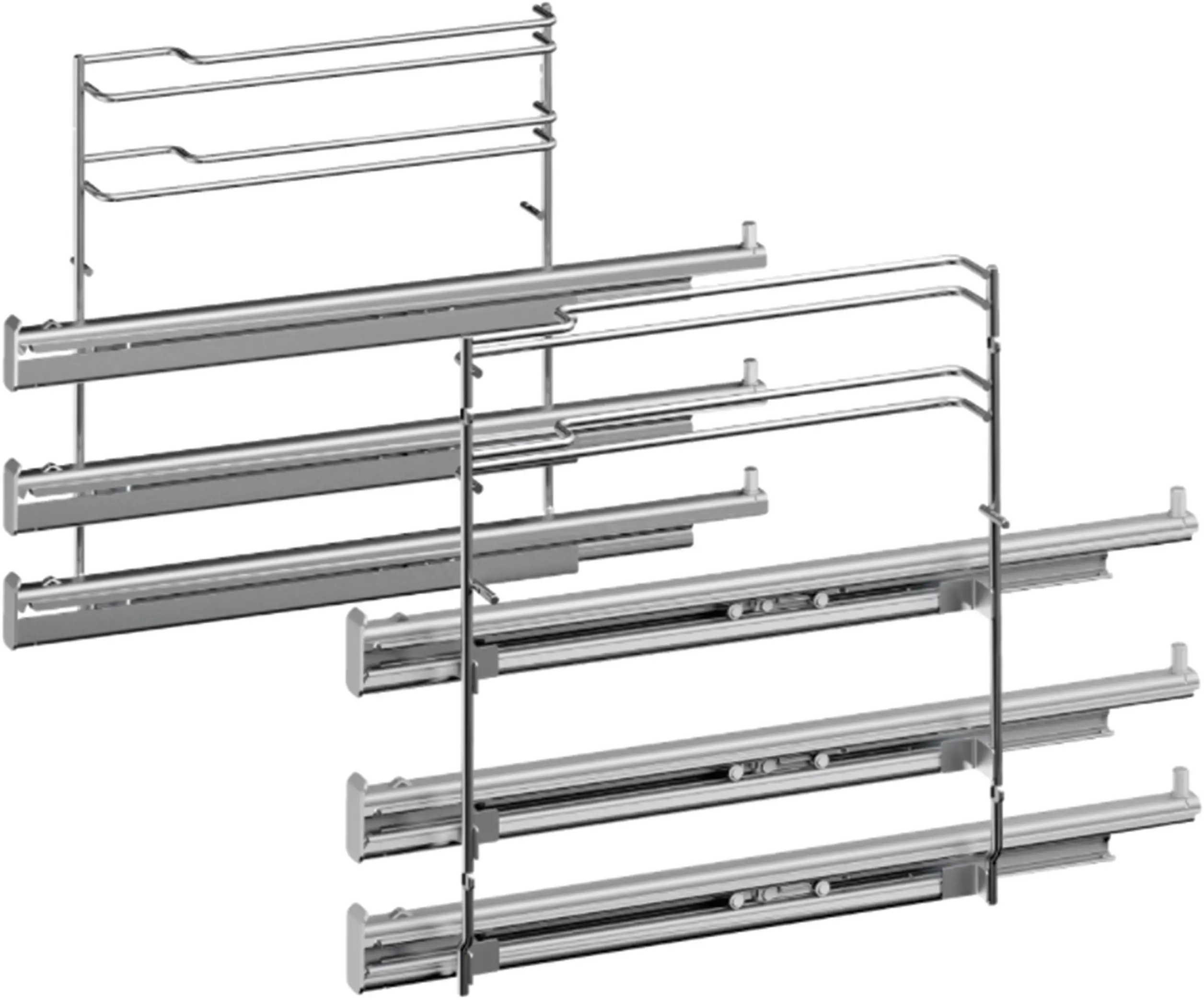 Full extension rails 3-fold 3-level telescopic oven rails - full extendable not for pyrolysis, max. 12 kg