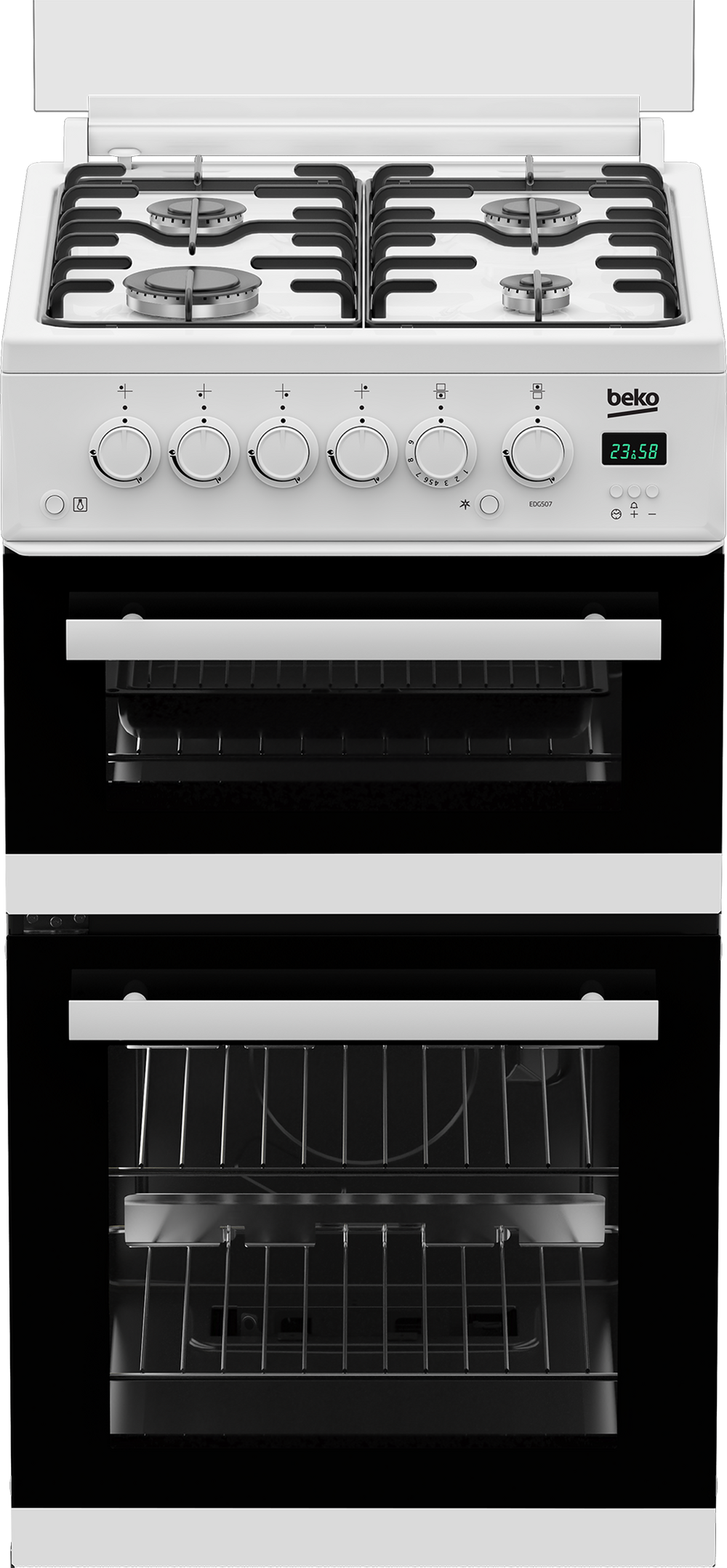 Beko 50cm Twin Cavity Gas Cooker with Gas Hob - White