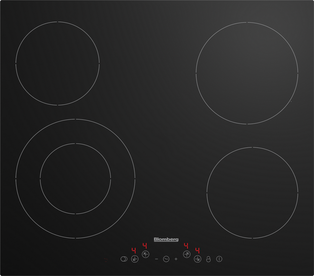 Blomberg 58cm Ceramic Hob - Touch Control - 4 Heating Zones - Wipe Clean Surface - Black Glass