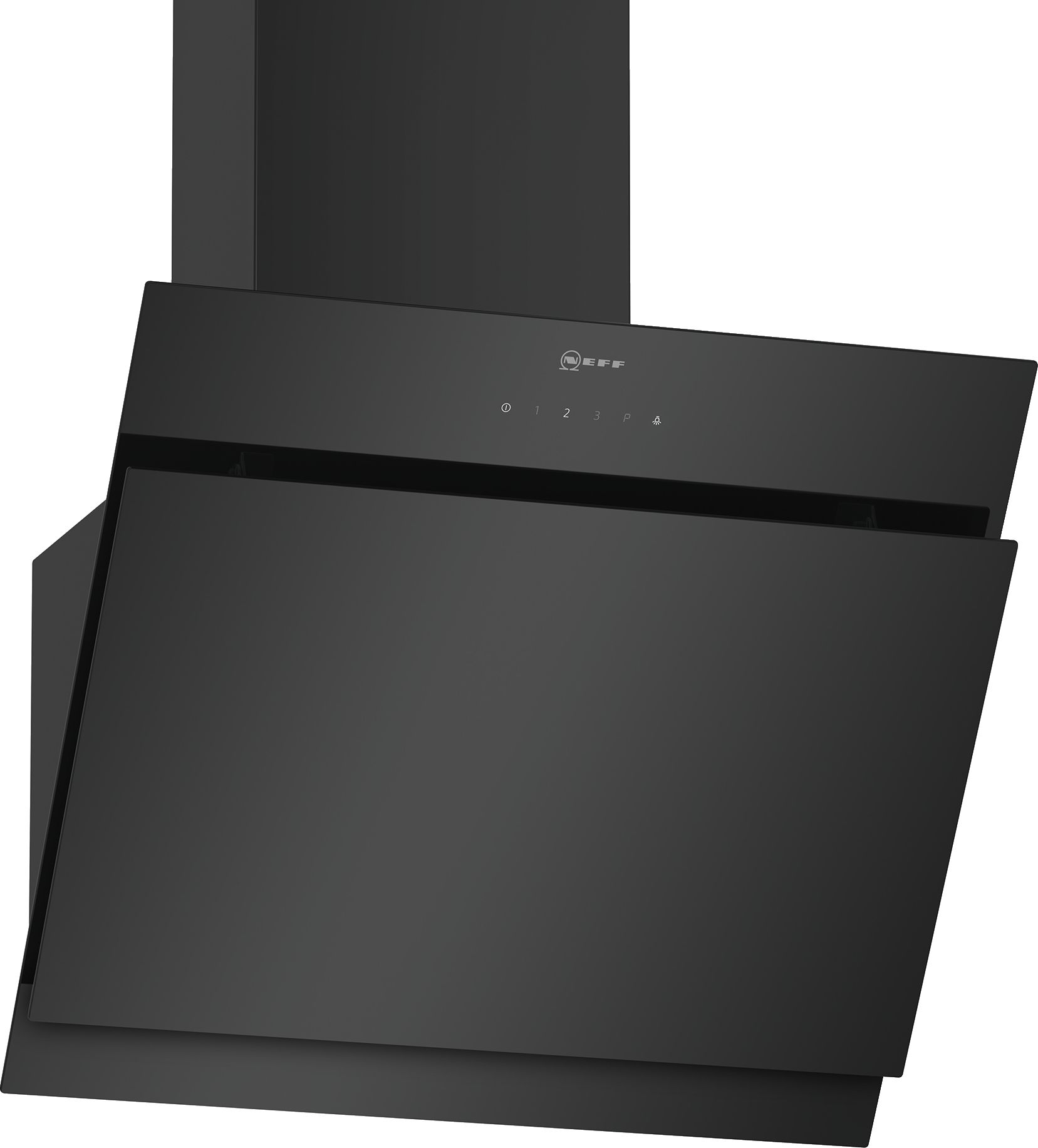 Neff 60cm Angled Chimney Hood, Touch Control, LED Lights, Chimless Recirculation - Black Glass