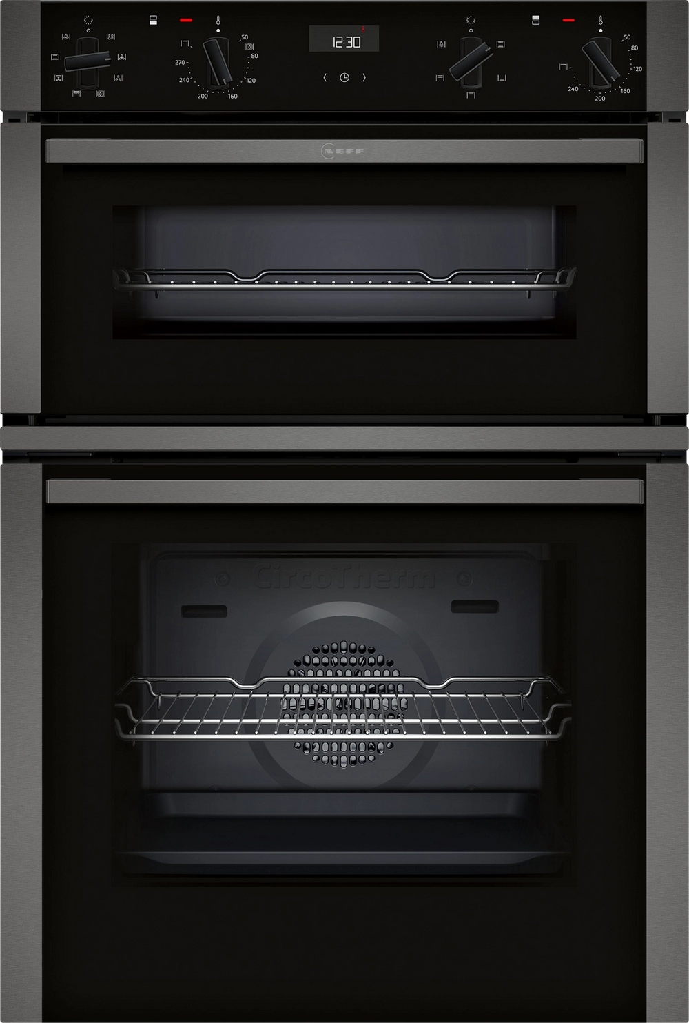 Neff Built In Double Oven - - 5 Functions - 1 Clip Rail - LCD Display - Graphite