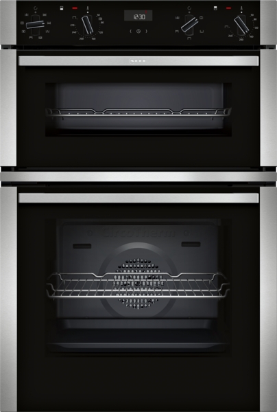 Neff 59.4cm Built In Electric Double Oven - Stainless Steel - 5 Functions - 1 Clip Rail - LCD Display