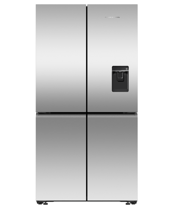 Freestanding Quad Door Refrigerator Freezer, 90.5cm, 538L, Ice & Water