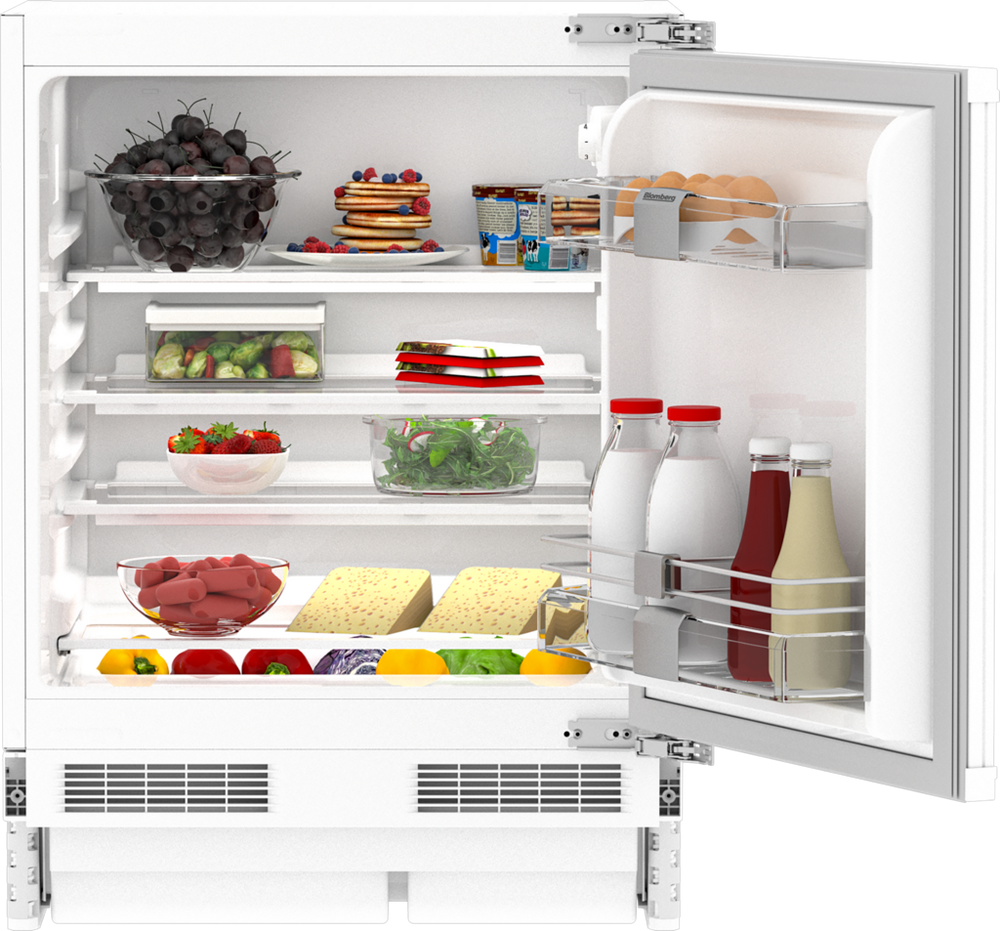 Integrated Undercounter Larder Fridge - White - 59.5cm - E Rated - Fixed Hinge
