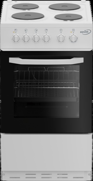 Zenith 50cm Freestanding Cooker-Single Oven-SolidPlate-A Energy Rated - Mechanical Display - Enamel